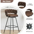 thumbnail image 6 of EYYTHUNG Modern Swivel Bar Stools Set of 6, Suede Fabric Woven Design Bar Chairs with Back Support & Footrest Height Barstools, Brown, 6 of 8