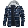 thumbnail image 1 of Chaqueta con capucha para hombre, camisa de franela a cuadros gruesos, abrigo de algodón de invierno de manga larga con forro acolchado y bolsillos, 1 of 2
