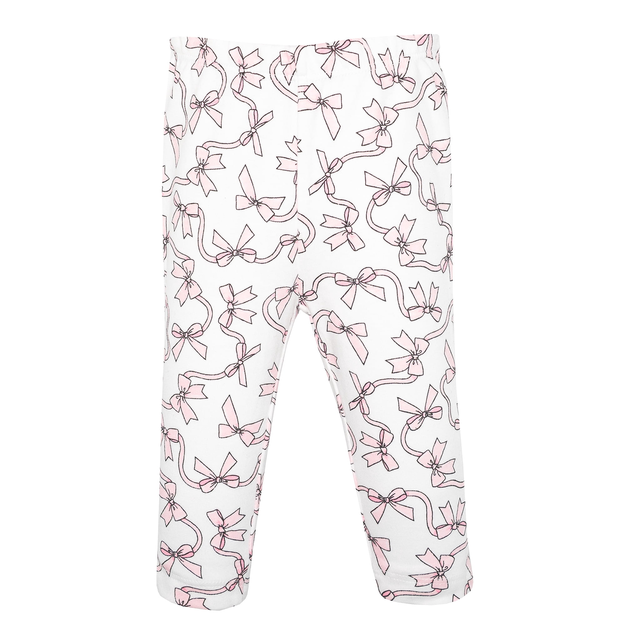 Hudson Baby Girl Cotton Pants and Leggings, Black Toile Pink Bows, 3-6 Months