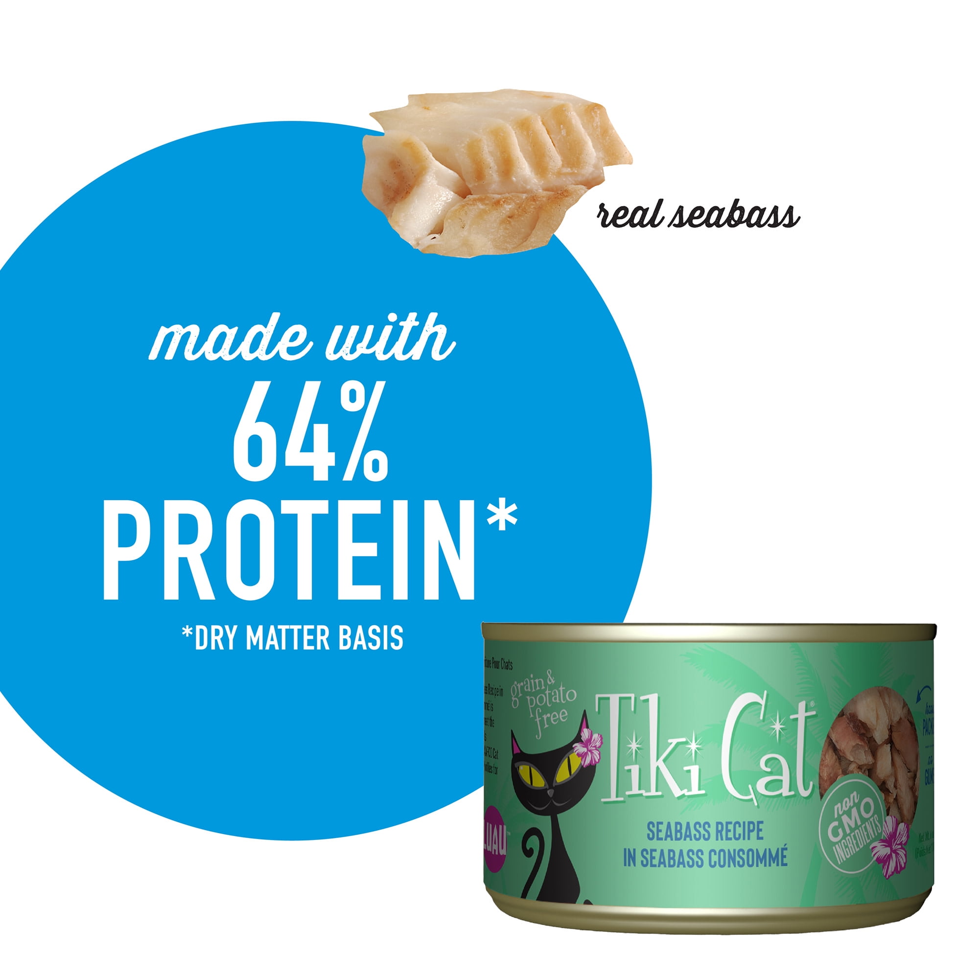 (12 pack) Tiki Cat Luau Wet Cat Food, Seabass, 6 oz. Can