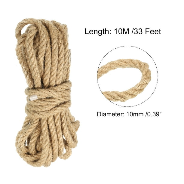 Unique Bargains Uxcell Jute Twine 10mm, 33 Feet Long Brown Twine Rope For Diy Subjects