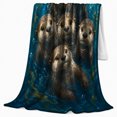 thumbnail image 2 of Adorable Curious Otters Swimming Together Turquoise Water Scene, Peaceful Botanical Scene, Warm Flannel Blanket for Cabin and Lodge, Garden Lovers Housewarming Gift, Botanical Home Decor, 2 of 9