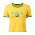 thumbnail image 3 of Trendfront Womens Brasil Flag Graphic Ringer Crop Top Crewneck Minimalist Letter Print 90s Inspired Baby Tee Y2K Slim Fit Casual Shirt, 3 of 7