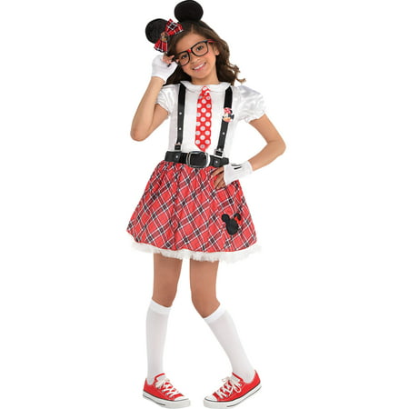 Costumes USA Minnie Mouse Nerd Costume for Girls, Includes a Dress, Glasses, Gloves, a Headband, and More
