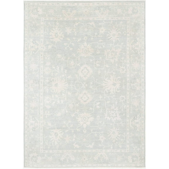 Hand Knotted Oushak Wool Rug - 9'5'' x 13'2''