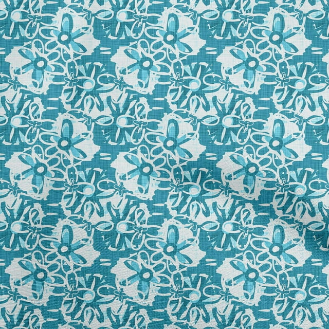 oneOone Viscose Chiffon Teal Blue Fabric Abstract Craft Projects Decor Fabric Printed By The Yard 42 Inch Wide
