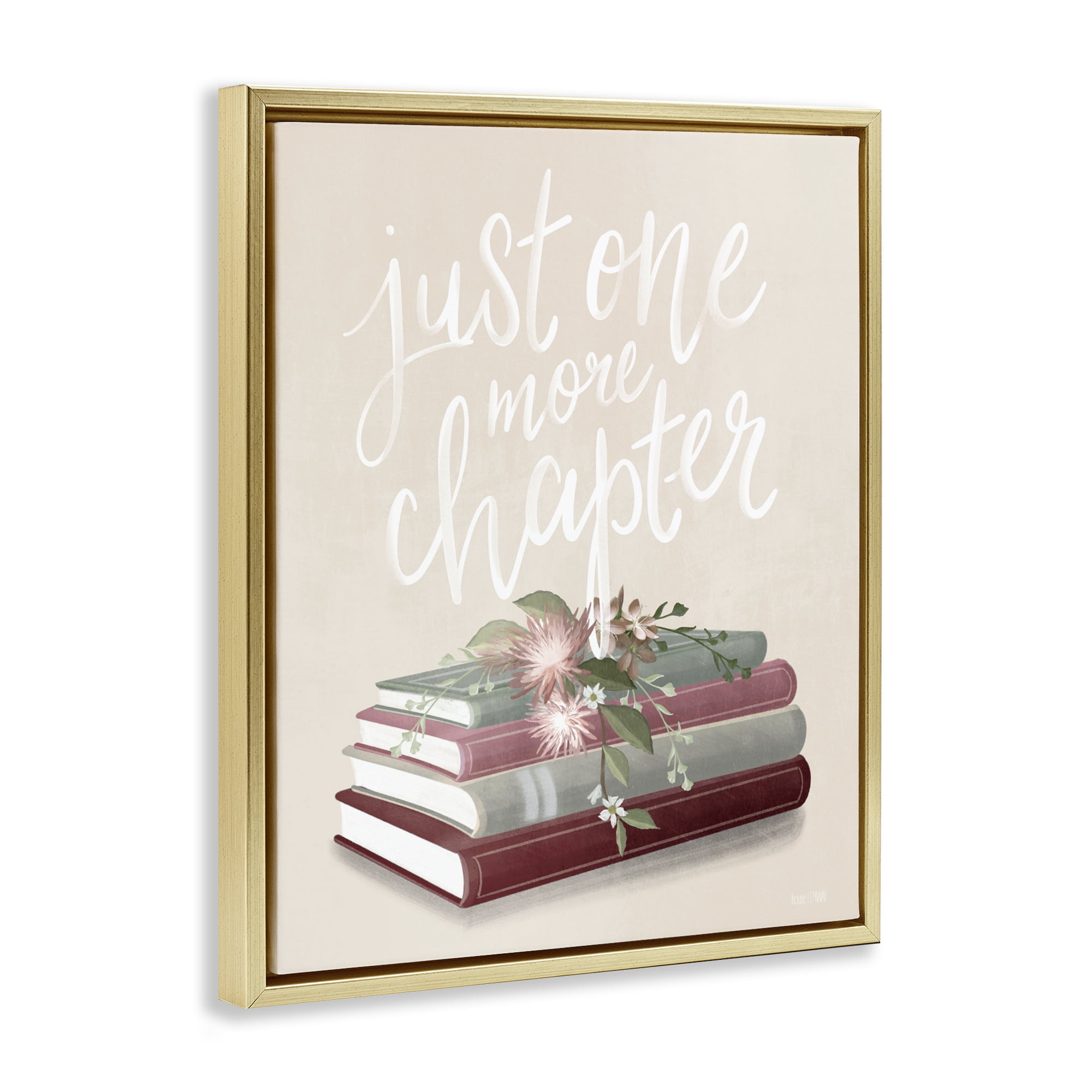 Stupell Industries One More Chapter on Beige Gold Framed Floater Canvas Wall Art, design by House Fenway