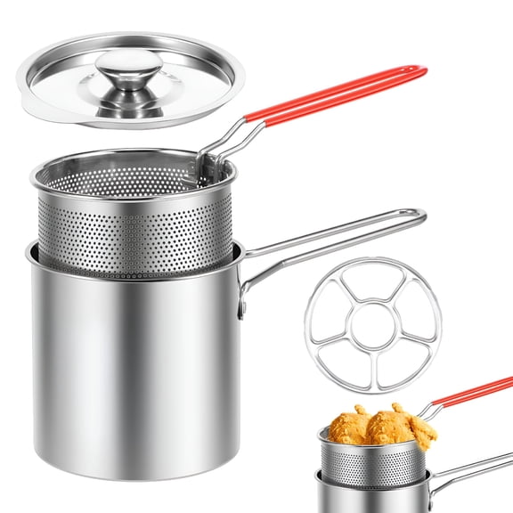 ACDANC Stainless Steel Outdoor Deep Fryer with Strainer Basket and Handle