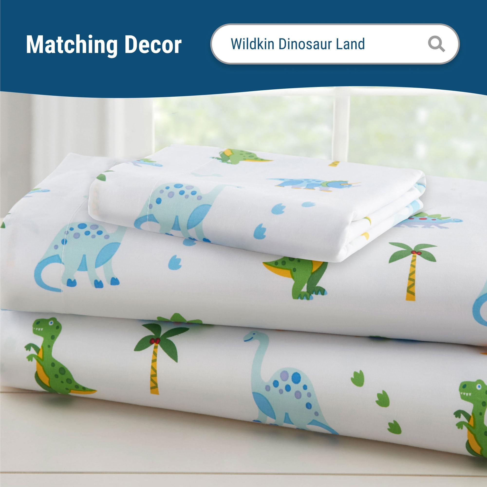 Wildkin Kids 100% Cotton Fitted Crib Sheet for Boys and Girls (Dinosaur Land Blue)