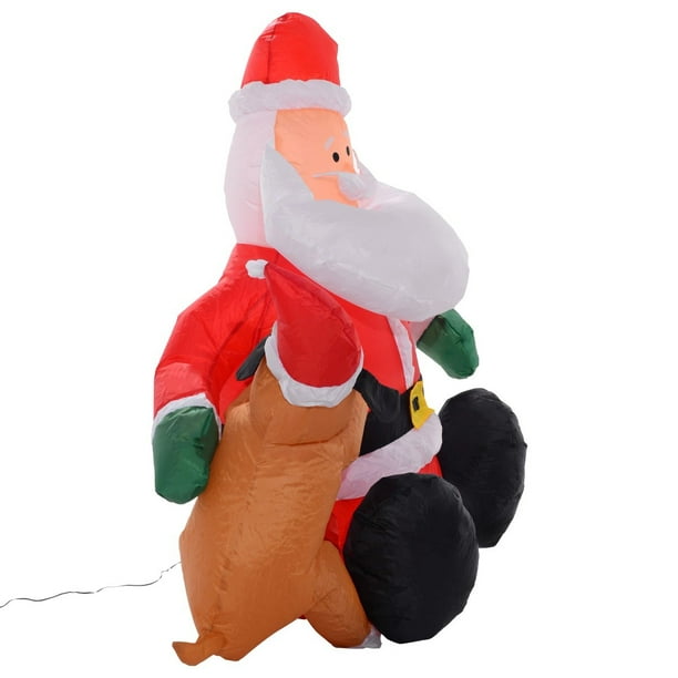 4 ft Inflatable Christmas Santa Claus with Dog Lighted Decor Walmart
