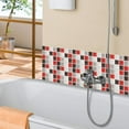 thumbnail image 3 of Azulejos para Baño y Cocina, Adhesivos para Azulejos, Patrón de Mármol, Mosaico, Decoración Adhesiva Impermeable (Mosaico Rojo, 24 Piezas) Rojo Verde MX-0133522FYD, 3 of 5