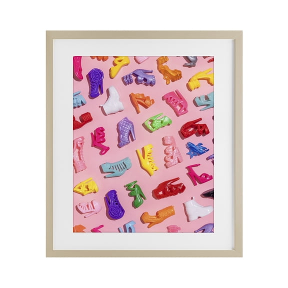 Stupell Industries Eclectic Tiny Colorful Doll Shoes Birch Framed Print Under Glass, 17 x 21, by LISH Creative