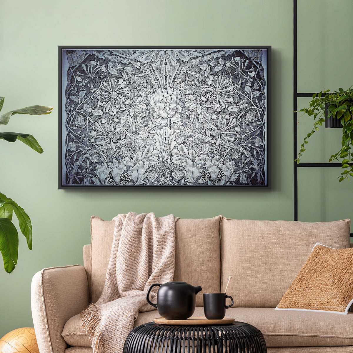 Vintage Abstract Print-LV Framed in Black Wood Gallery Wrapped Canvas 17 in. x 25 in.