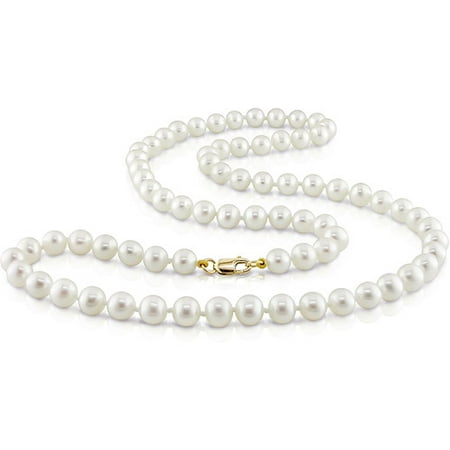Miabella 5-6mm White Cultured Freshwater Pearl 10kt Yellow Gold Strand Necklace, 18
