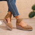 thumbnail image 2 of Dakaela Women's Closed Toe Wedge Sandals Comfortable Platform Espadrille Heels Pumps Ankle Strappy Summer Casual Dressy Shoes Size 6-10 Khaki, 2 of 8
