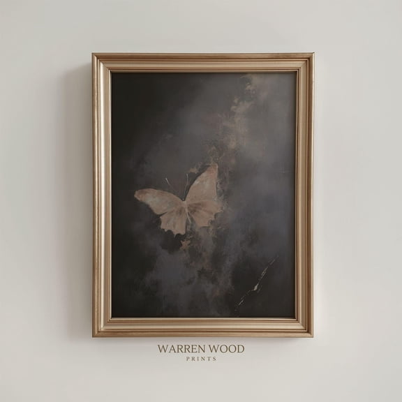 Moody Butterfly Wall Art, Blue Purple Toned Print, Serene Elegant Decor, Wispy Butterfly, Rustic Moody Wall Art, Home Decor #1657, Unframed Poster Size 8x12