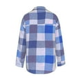 thumbnail image 5 of Arlun Womens Flannel Plaid Long Sleeve Jackets 2025 Fashion Lapel Button down Shacket Loose Comfortable Lightweight Long Sleeve Coat Fall Outwear with Pockets Blue XL, 5 of 5