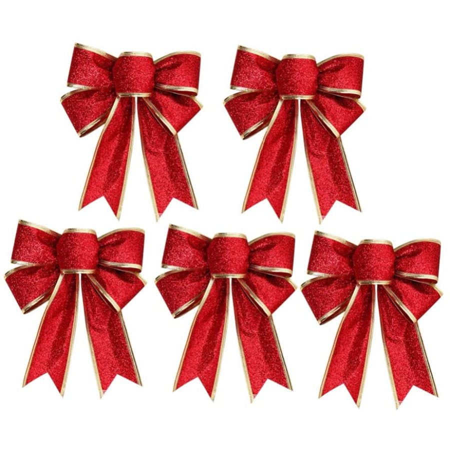 10 Pack Red Velvet Christmas Bows Waterproof Holiday Decorative Bows
