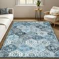 thumbnail image 2 of Hasoo Washable Area Rug 4' x 6' Floral Rug for Living Room Non-Slip Accent Indoor Carpet, Gray/Blue, 2 of 6
