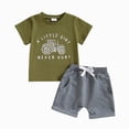 thumbnail image 3 of Toddler Baby Boy Summer Clothes Little Boys Outfit Tractor Letter Short Sleeve Tee Tops and Pockets Casual Shorts Set 2 Piece, 3 of 4