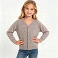 thumbnail image 2 of akafmk Cardigan Sweater for Girls Soft Cotton Cardigans V Neck Button Down Casual Knit Outerwear Versatile Fall Clothes, Size 3-4 Years, 2 of 8