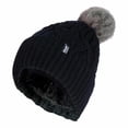 thumbnail image 1 of Heat Holders - Ladies Ribbed Cuffed Pom Pom Bobble Beanie Hat with Fleece Lining, 1 of 2