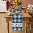 thumbnail image 3 of Table Runner - 36 Inch Long, Farmhouse Blue Plaid Kitchen Dining Table Runner Dresser Scarves, Vintage Country Cock Checkered Farmhouse Decor for Coffee Tables Wedding Party Banquet, 3 of 8