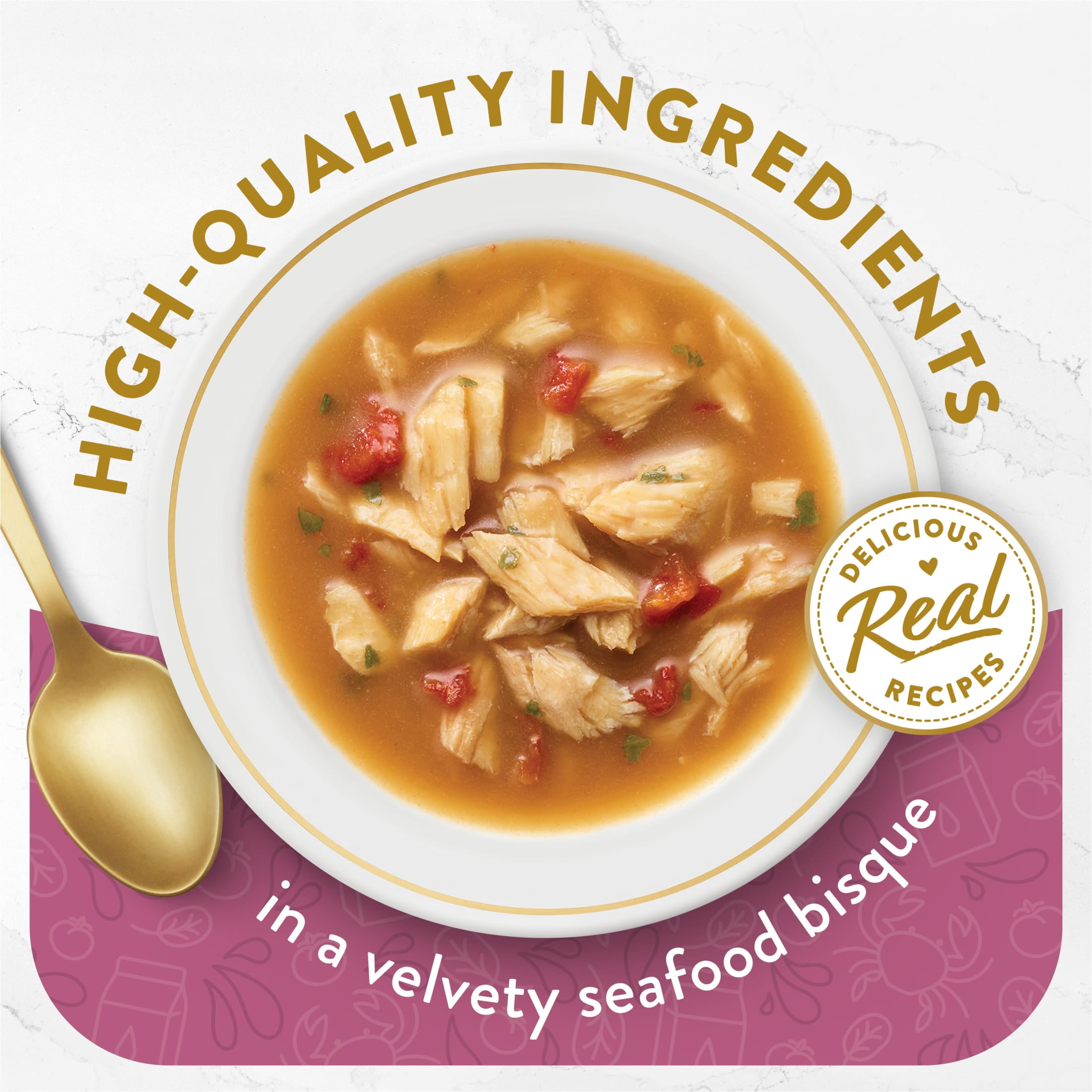 (6 pack) Purina Fancy Feast Seafood Bisque Accents of Crab Broth for Cats, 1.4 oz Pouch