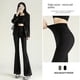 thumbnail image 4 of Pantalones largos elegantes de talle alto, holgados, con parte inferior acampanada, para mujer, pantalones acampanados de tiburón negro, 4 of 5