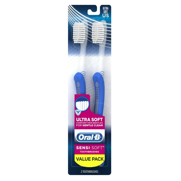 OralB SensiSoft Toothbrushes, Ultra Soft, 2 Count