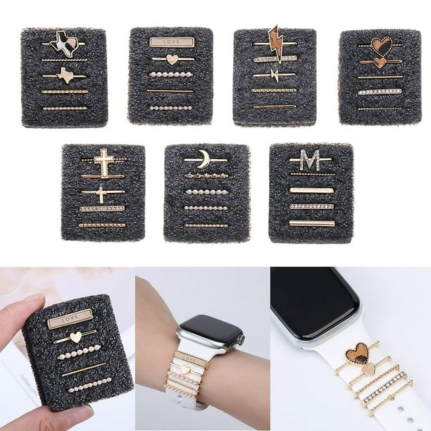 For Apple Watch Band Metal Charms Decorative Ring Diamond Ornament Smart Watch Silicone Strap Accessories For Iwatch Bracelet 24