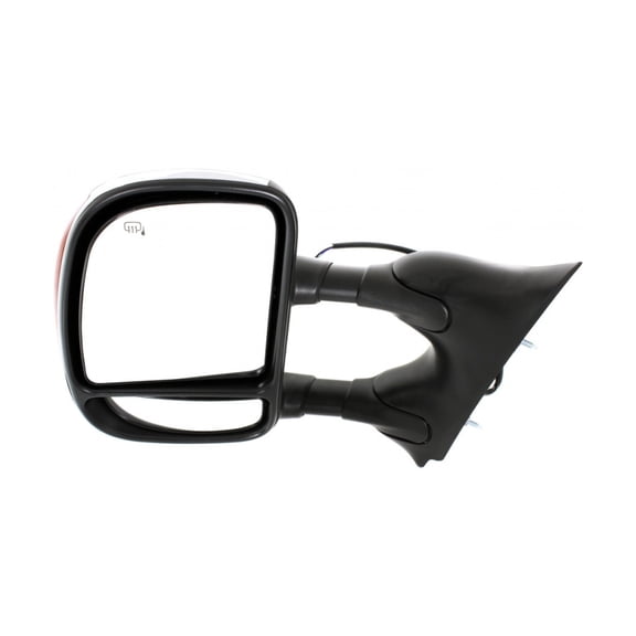 KarParts360 For Ford F-450 Super Duty/F-550 Super Duty 2001-2007 Door Mirror Driver Side | Black | Chrome Cover | Flat | Power | Foldaway | Heated | Extendable Towing Mirror | FO1320269 | 5C3Z17683EA