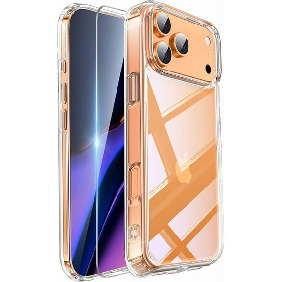 Clear Phone Case for iPhone 17 Pro Max Case with Screen Protector [Anti-Yellowing] Rugged Shockproof Protective Bumper Case 6.9" Transparent 2025