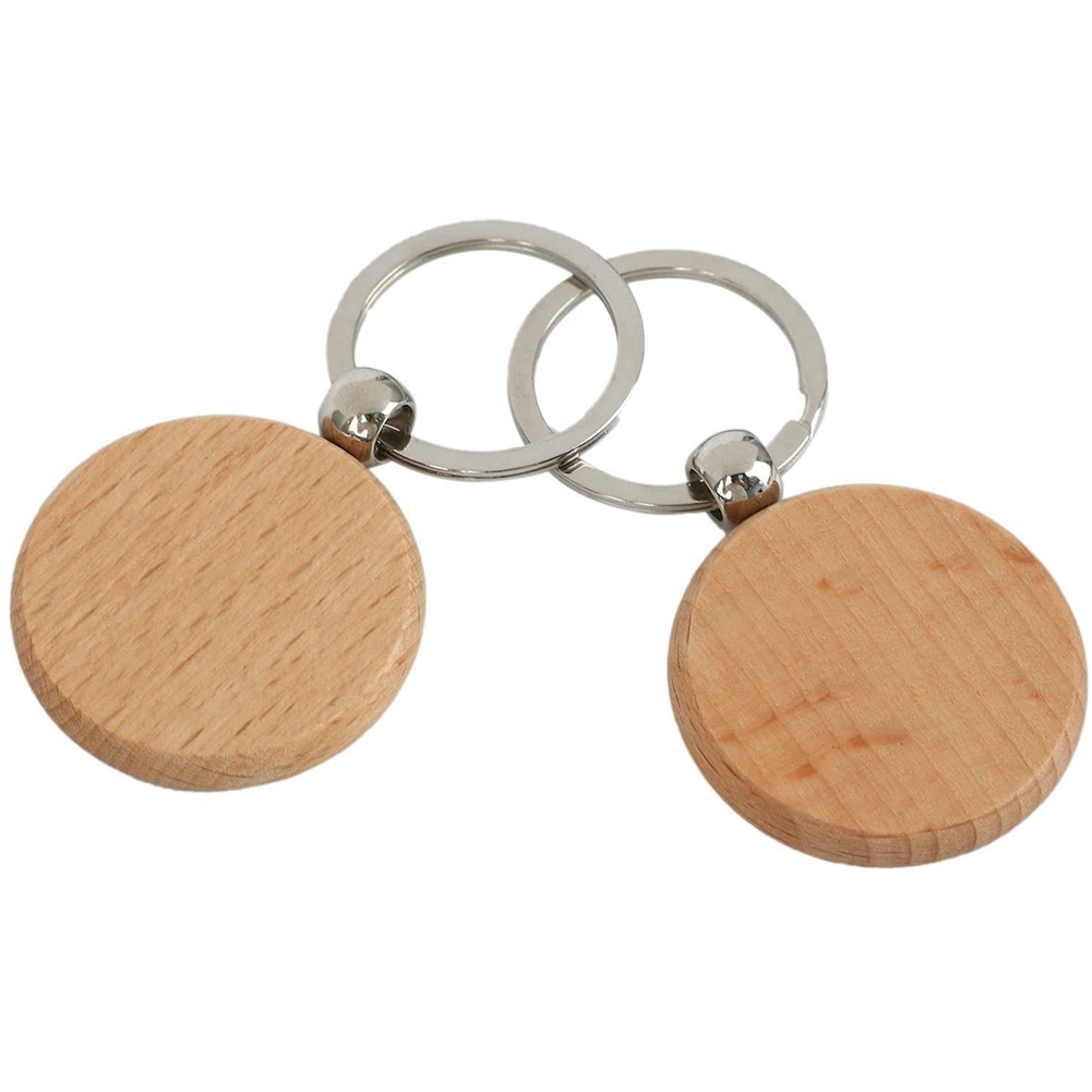 100Pcs DIY Blank Wooden Key Chain Rectangle Heart Round Ellipse Carving Key Ring Wood Key Chain Ring