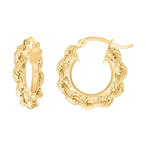 14K Yellow Gold Womens Twisted Rope Hoop Earrings 3mm-19