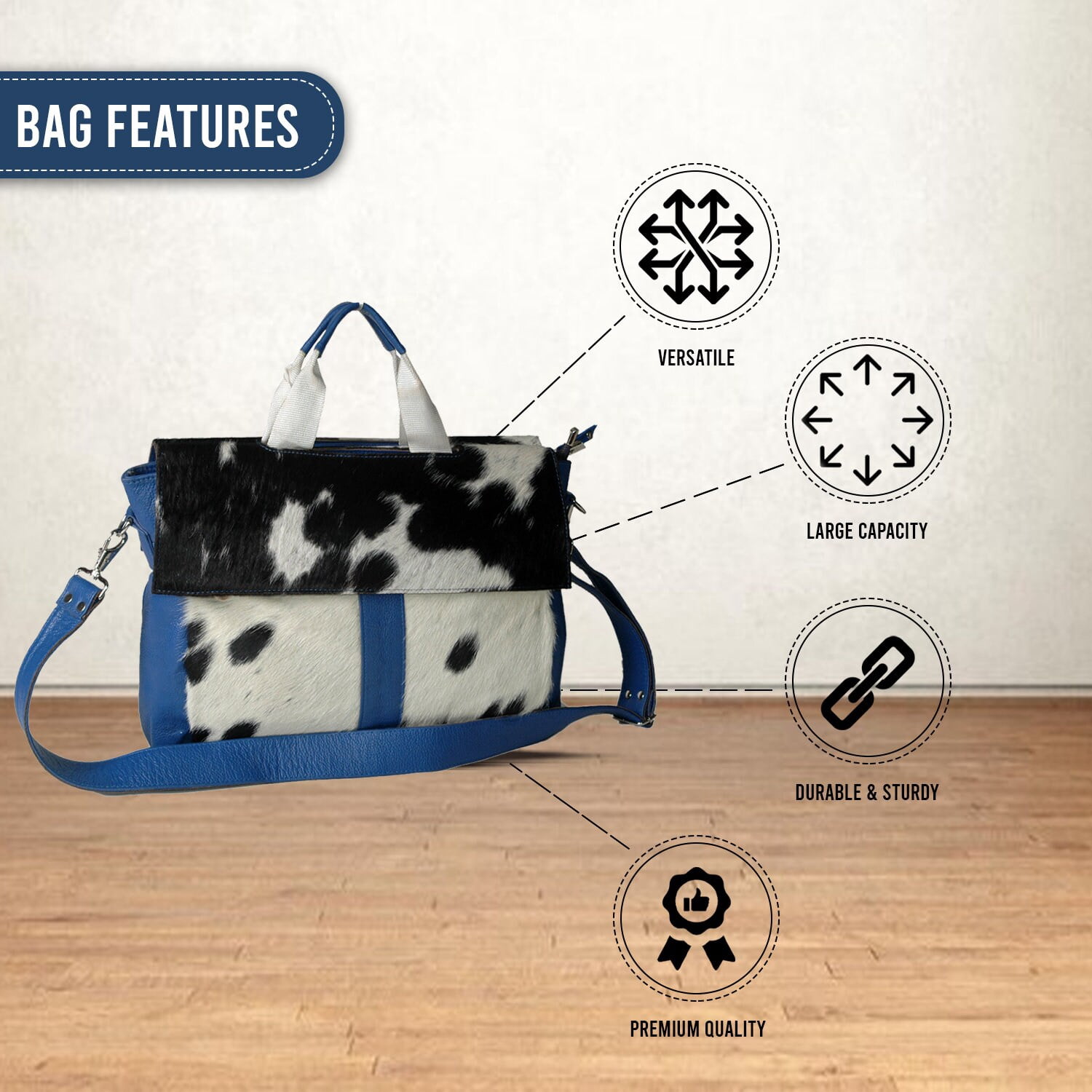 Cowhide Leather Hair On Laptop Bag Messenger Bag Unisex Briefcase Business Animal Print Cowhide Hair On Bag, Cowhide Bag - DSC-0637