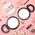 thumbnail image 4 of 3 Pieces Double Sided Round Pedestal Mirror Portable Standing Mirror with Magnification Folding Magnifying Cosmetic Mirrors Adjustable Handle Makeup Mirror for Home Table Travel (1x, 3 x), 4 of 7