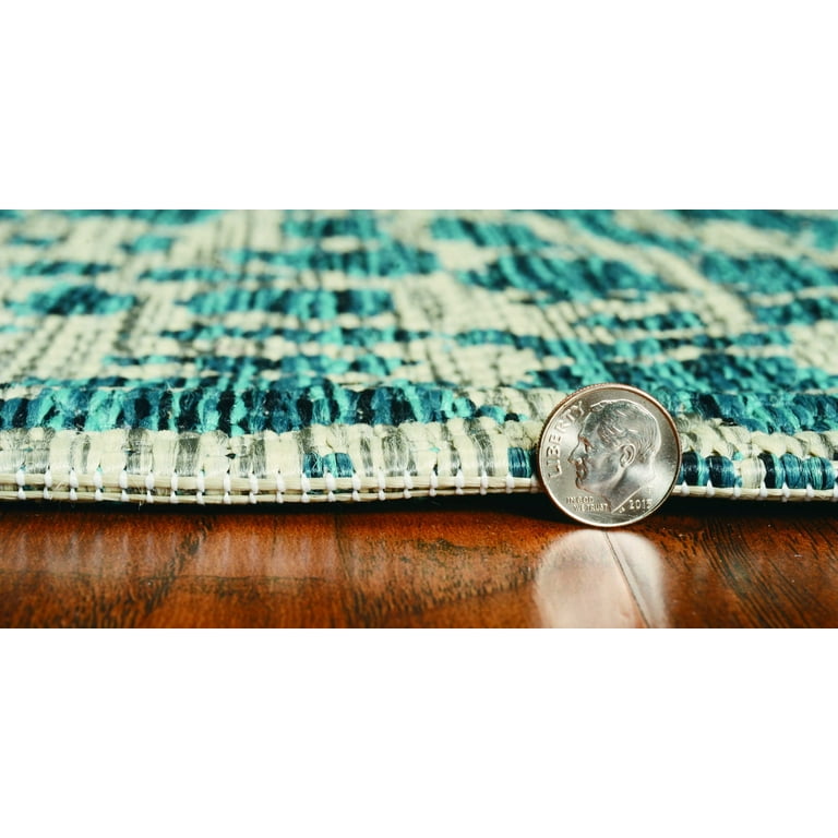 8'X11' Teal Machine Woven Uv Treated Animal Print Indoor Outdoor Area Rug 8'X11' Teal Machine Woven Uv Treated Animal Print Indoor Outdoor Area Rug