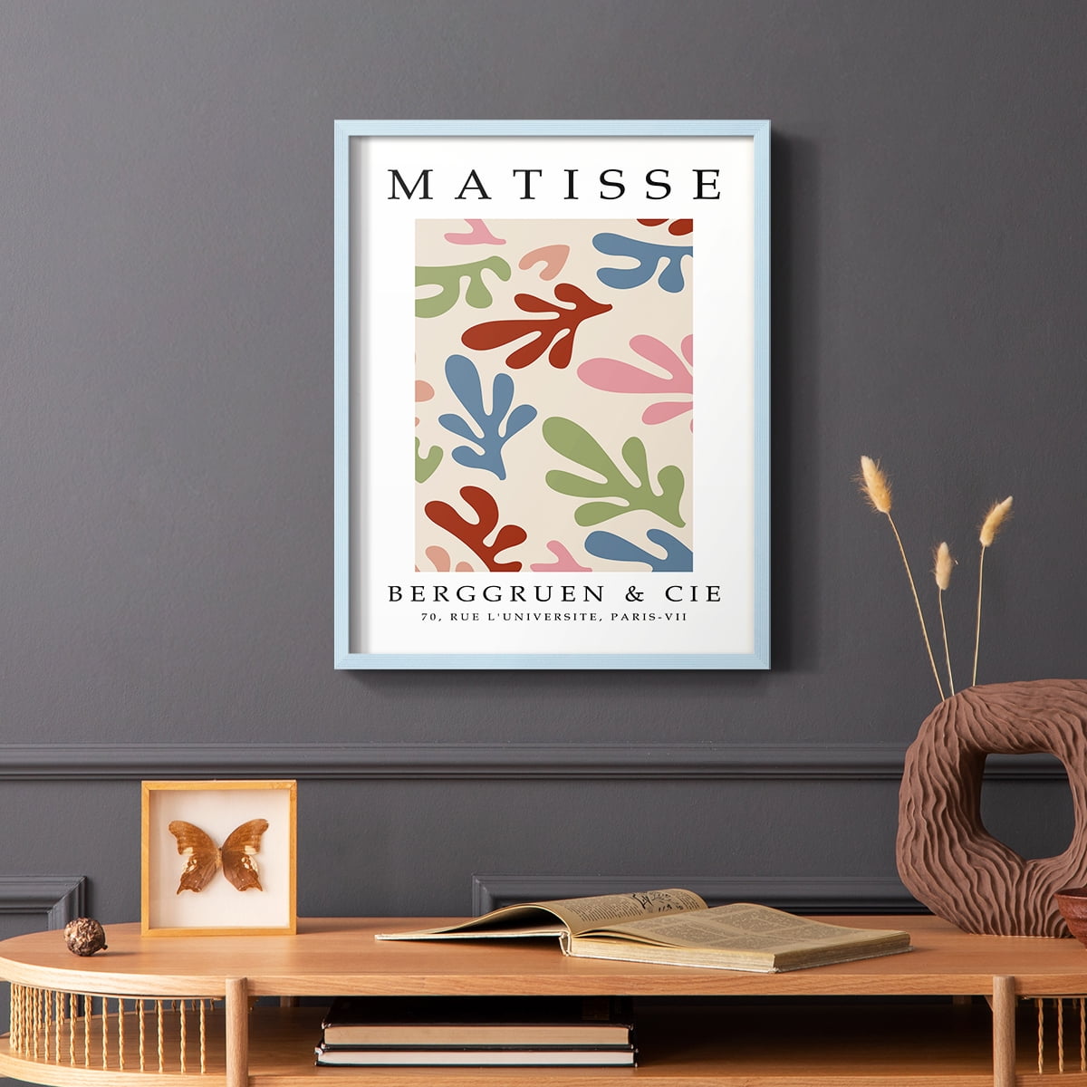 Matisse CIII Framed Print in Blue Solid Wood 22 x 28 Framed Print