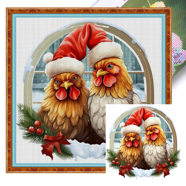 Hilo Algodón Bordado Punto Cruz Invierno Impreso 11CT 40x40cm
