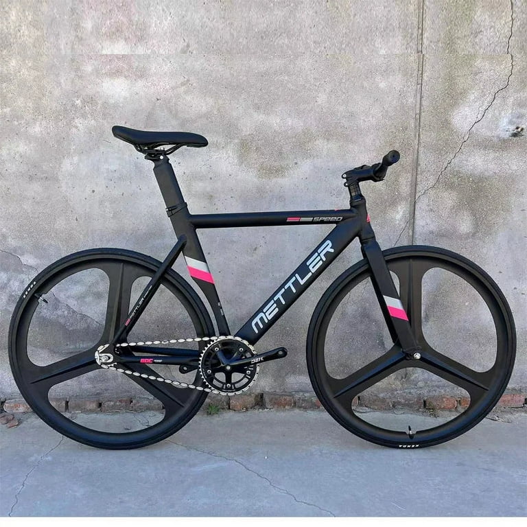 METTLER Track Bike With 70mm Rim Three Spoke Wheel Aluminum Alloy Frame Fork Single Speed 700C Fixed Gear Racing Fixie Bicycle Walmart