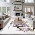 thumbnail image 4 of Bird Flowers Large Area Rugs for Bedroom Living Room, Non Slip Carpet Bedside Rug, Purple Lavender Pastoral Pastel Watercolor Rectangular Floor Cover Kitchen Accent Rug 8'x10' for Dining Room/Office, 4 of 9