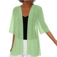 thumbnail image 5 of Noric Women's Open Front Mid Length Sheer Cover Up 3/4 Sleeve Lightweight Layering Loose Casual Summer Beach Daily Vacation Outerwear, 5 of 8