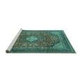 thumbnail image 2 of Ahgly Company Machine Washable Indoor Round Medallion Turquoise Blue Traditional Area Rugs, 6' Round, 2 of 4