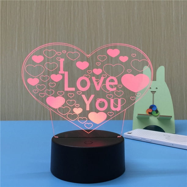 Lámpara 3D con forma de corazón, luces LED multicolor, luz nocturna táctil USB, lámpara de mesa para pareja, noche romántica, San Valentín, Día de la Madre, Día del Padre, regalo