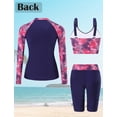 thumbnail image 5 of FEOYA Women's 3 Piece Rash Guard Built-in Bra Long Sleeve Athletic Swimsuits Zip up Bathing Suits Modest Swimwear with Shorts Swim Shorts Top Shirt L, 5 of 7