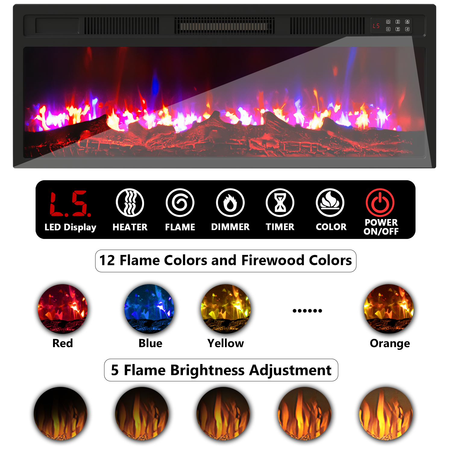 Waleaf 70" Fireplace TV Stand for TVs up to 80" photo 8