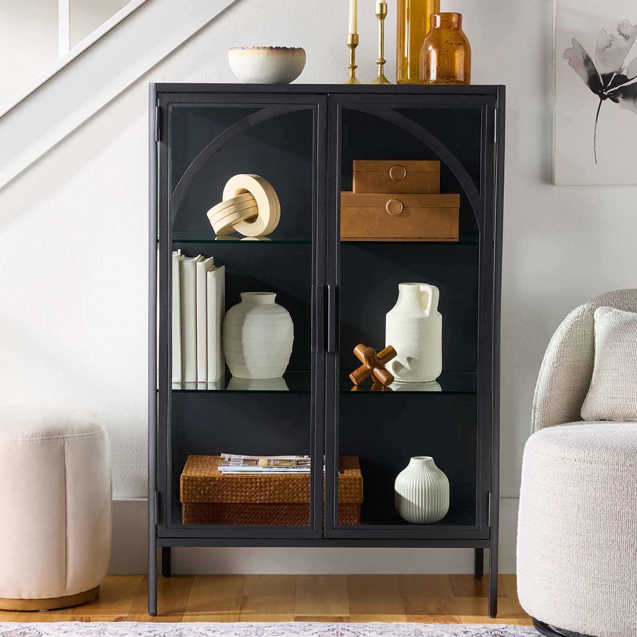 Better Homes Gardens Juliet Arc Cabinet Light Honey Finish Walmart