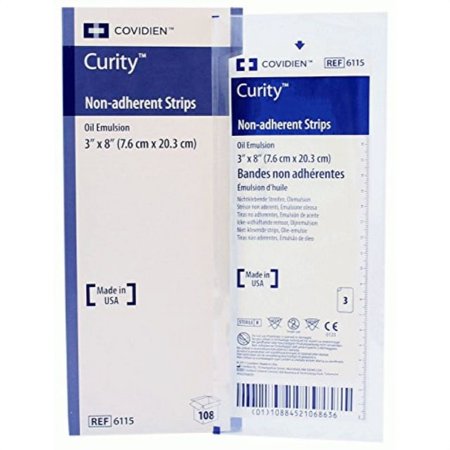 covidien 6115 curity non-adherent strips 3  x 8  3/pk- box of 36 packs- 108 total