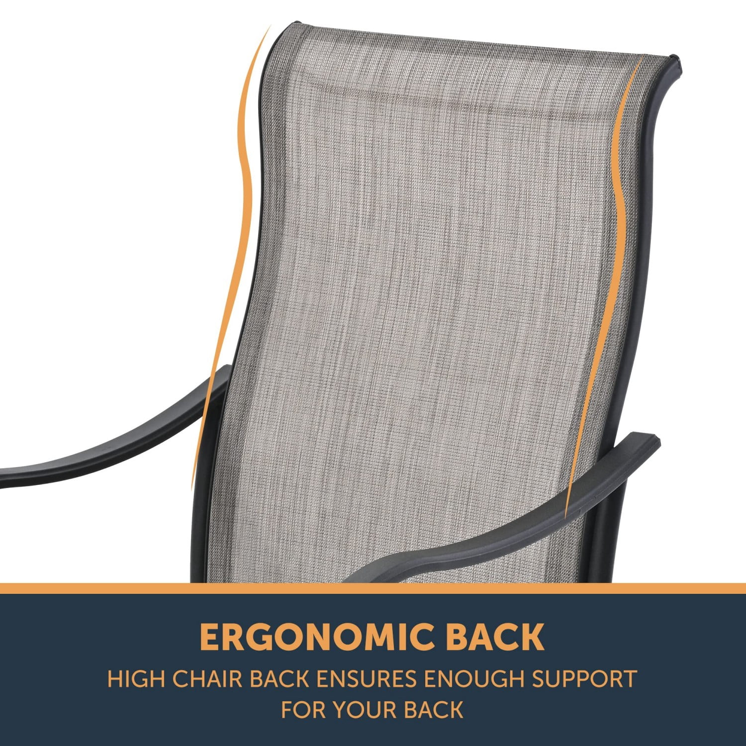 Patio Dining Chairs Set of 4, Outdoor Textilene Chairs with High Back & Armrests, Metal Frame Patio Furniture for Garden Backyard Porch, Gray